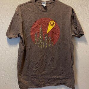 Pancheros Mexican Grill Bat Signal T-shirt - Large Soft Brown